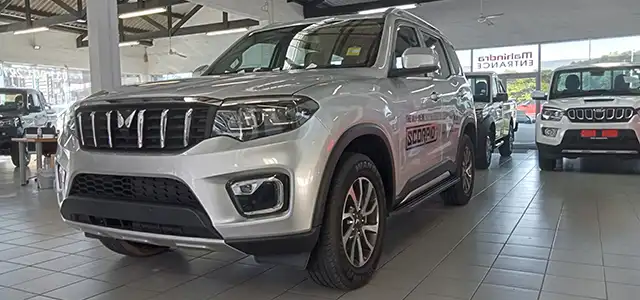 Silver Mahindra Scorpio N from CMH Mahindra Pinetown front view