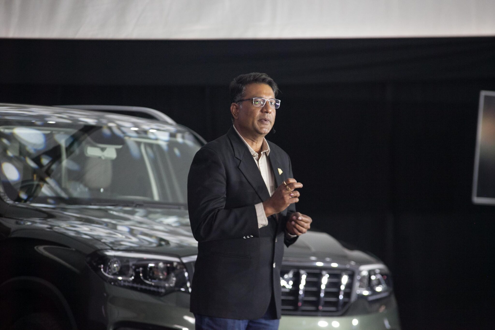 Rajesh Gupta next to the Mahindra Scorpio-N